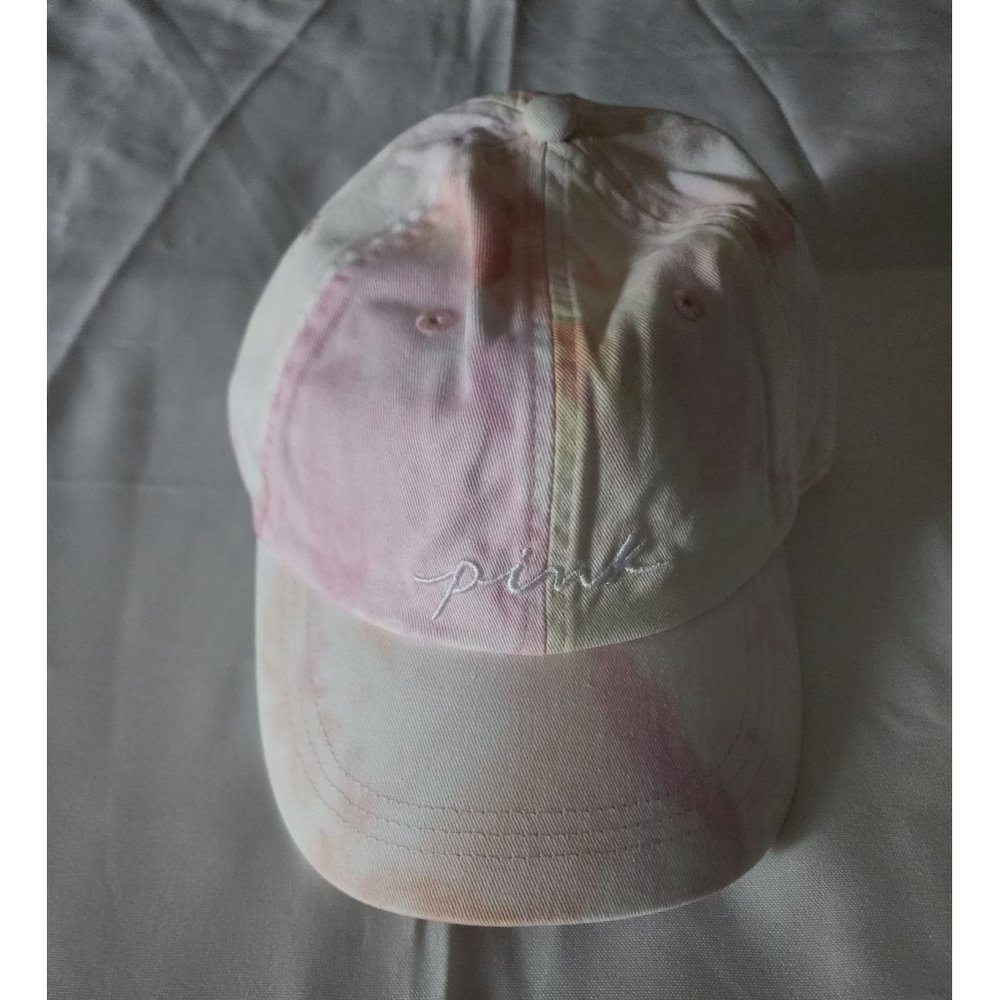 Victoria's Secret PINK White/Multi Tie Dye Baseball Hat One Size New With Tags - Picture 3 of 13